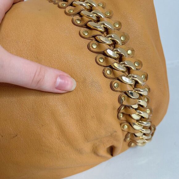 Michael Kors y2k Vintage ID Chain Hobo Bag Tan Light Brown Shoulder Bag - Picture 9 of 13